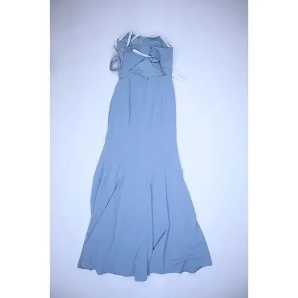 Azazie Dusty Blue Jacqueline Strapless Open Back Bridesmaid Dress Womens A8